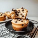 Cottage cheese keto chocolate chip muffins with melted chocolate chips.
